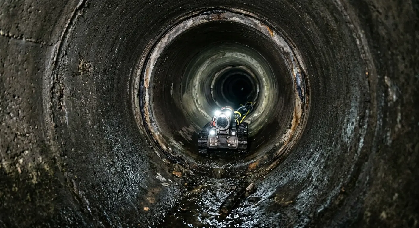 Robotic sewer camera inspecting pipe interior for Drain Snake Service in Orange City