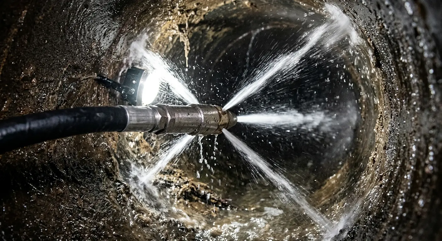 High-pressure hydro jetting nozzle cleaning sewer pipe for Sewer Line Relining in Orange City